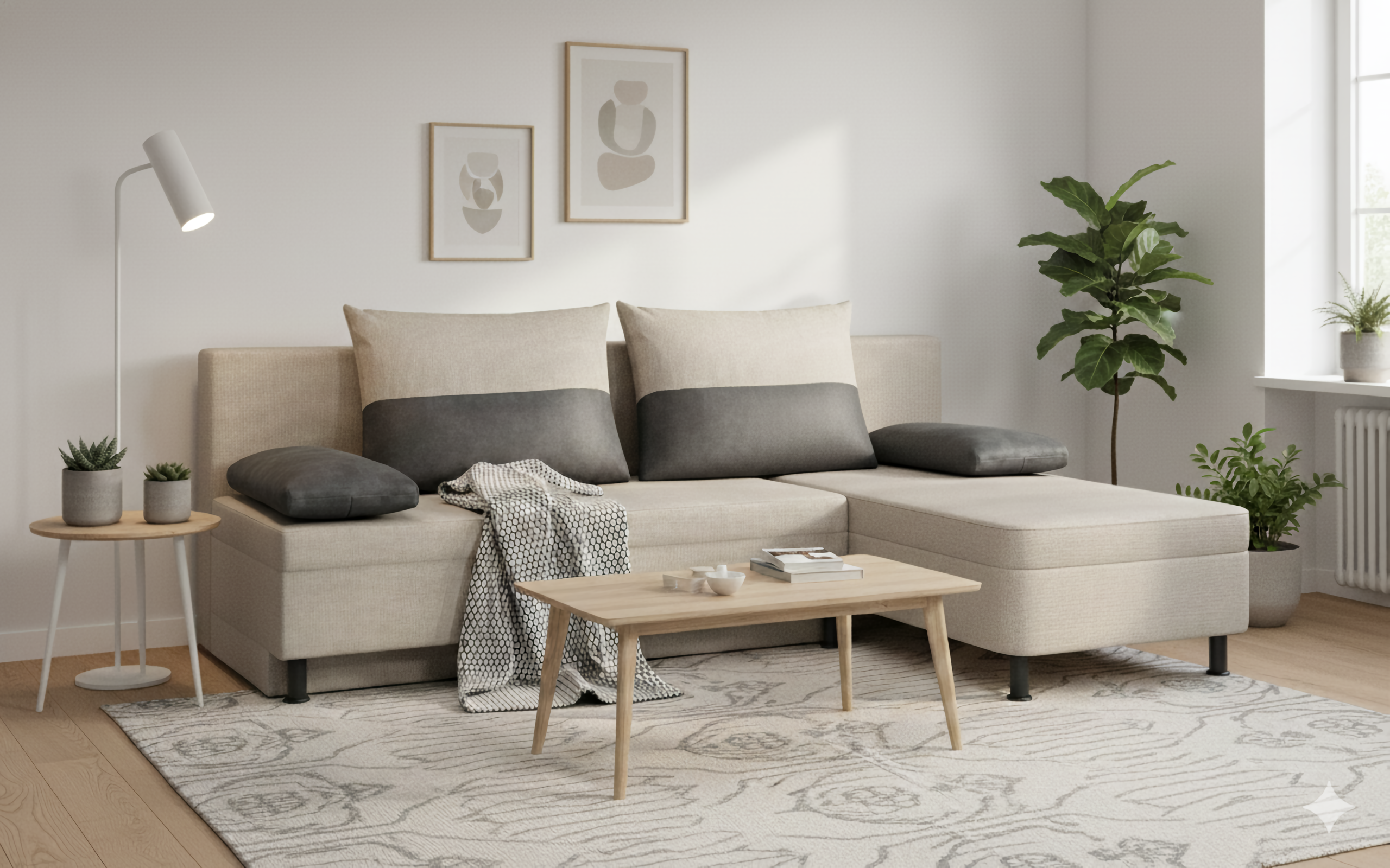 Extendable corner sofa Real Prime, beige + anthracite  5